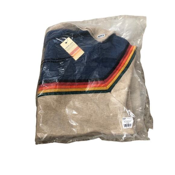 Marine Layer Archive Breck Sweater Stripe Colorblock Pullover Blue Natural NWT L - Picture 5 of 9